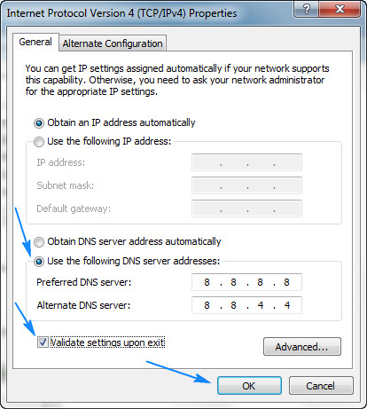 Changing DNS Server Addresses